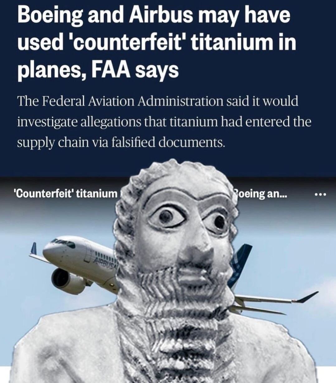 Boeing and Airbus may have used ‘counterfeit' titanium in planes, FAA says The Federal Aviation Administration said it would investigate allegations that titanium had entered the supply chain via fals