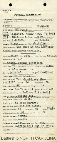(1940) PHYSICAL EXAMINATION To he completely made up medical officer at time of enlistment, oxtension of enlistment, reenlistment, enrollment, appointment, commission, or pro: motion GEORGE (Serial nu