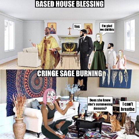 BASED HOUSE BLESSING Yes did glad SAGE BURNING 7) 4 44 Does she know a Ican't reathe A