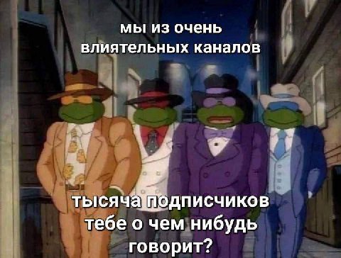 мы из очень влиятельных каналов тысячатодписчиков тебе о чем нибудь говорит?