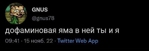 GNUS @gnus/8 дофаминовая яма в ней ты 09:41 15 нояб. 22 Twitter Web App