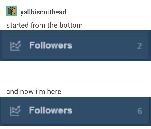 yallbiscuithead started from the bottom Followers and now here Followers