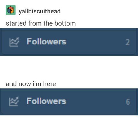 yallbiscuithead started from the bottom Followers and now here Followers
