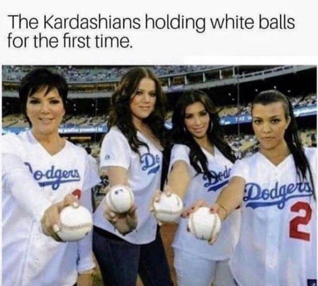 The Kardashians holding white balls for the first time.