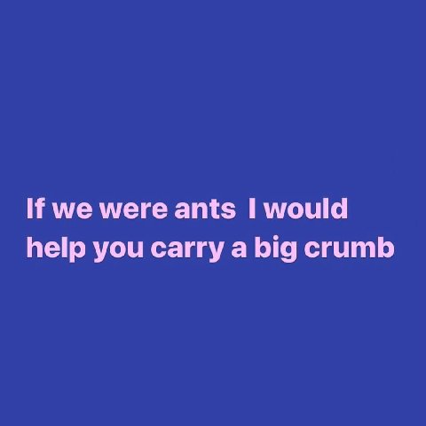 we were ants would help you carry a big crumb