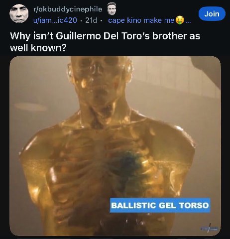 r/okbuddycinephile 214 cape Кто make Why isn't Guillermo Del Того'$ brother as well known?
