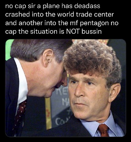 по cap sir а plane has deadass crashed into the world trade center and another into the pentagon no cap the situation is NOT bussin ins 4