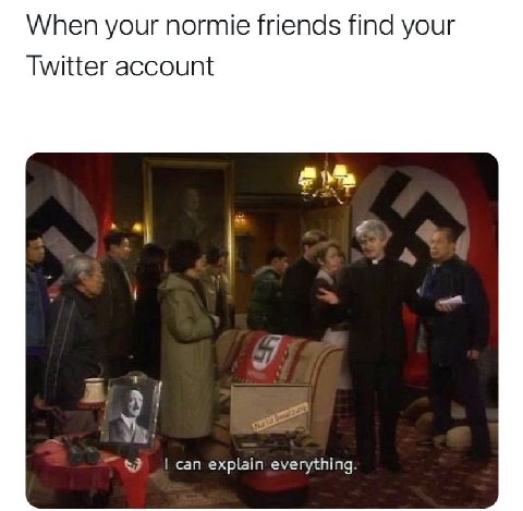 When your normie friends find your Twitter account can explain everything.