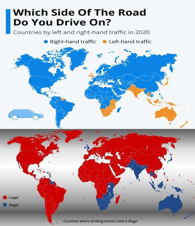Which Side Of The Road You Drive On? Countries left and right-hand traffic in 2020 Right-hand traffic Left-hand traffic