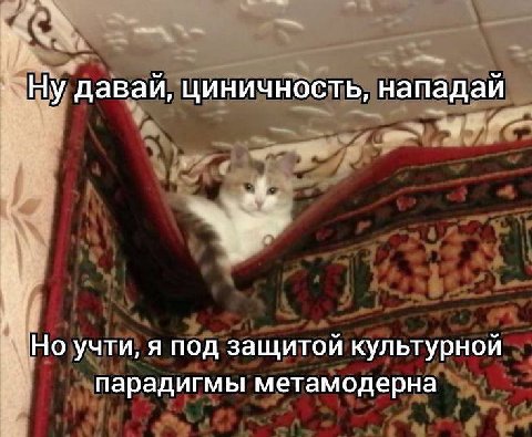 Ну даваи, циничность, нападай учти, я под защитой культурной парадигмы метамодерна