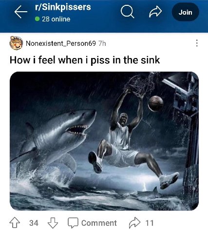 r/Sinkpissers Join 28 online Nonexistent_Person69 How i feel when i piss in the sink 34 соттем