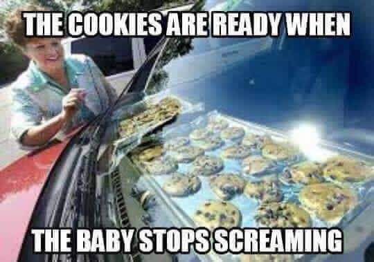 THE COOKIES ARE'READY WHEN a THE BABY STOPS, SCREAMING