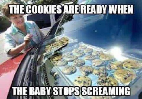 THE COOKIES ARE'READY WHEN a THE BABY STOPS, SCREAMING