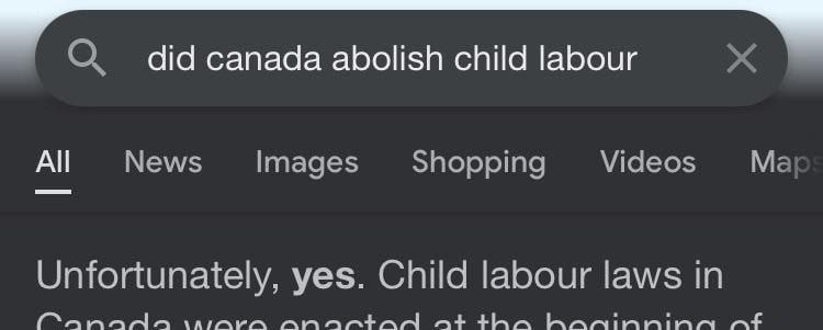 О did canada abolish child labour All News Images shopping Videos Unfortunately, yes. Child labour laws in