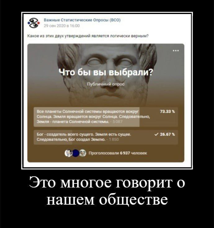 Важные Опросы (ACO) Какое из эти» двух утверждений является погически верным? Что бы вы выбрали? Публичный опрос планеты Солнечной системы вращаются вокруг 73.33% Солнца. Земля врещается вокруг Солнца