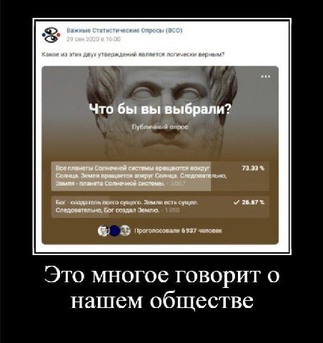 Важные Опросы (ACO) Какое из эти» двух утверждений является погически верным? Что бы вы выбрали? Публичный опрос планеты Солнечной системы вращаются вокруг 73.33% Солнца. Земля врещается вокруг Солнца
