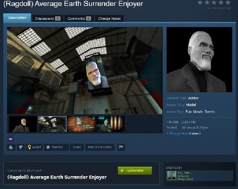 (Ragdoll) Average Earth Surrender Enjoyer Discussions Comments Change Notes Content Туре: Addon Addon Type Model Addon Tags Fun, Movie, Scenic File Size 2.153 Posted 20 Jan 1 Change Note (view) о Awar