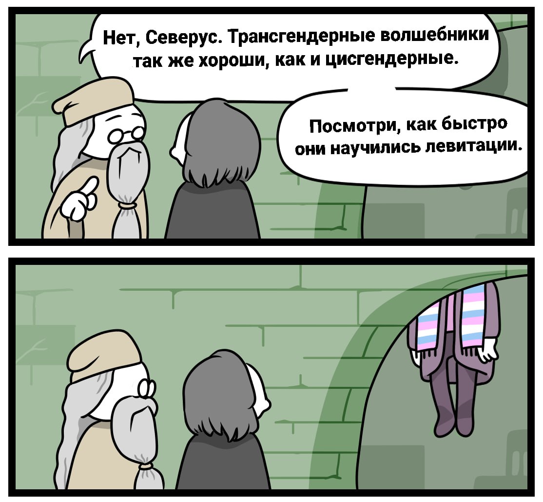 Нет, Северус. Трансгендерные волшебники так же хороши, как и цисгендерные. Посмотри, как быстро они научились левитации.