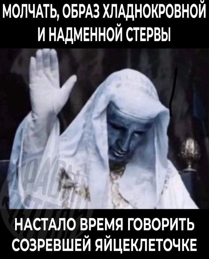 МОЛЧАТЬ, ОБРАЗ ХЛАДНОКРОВНОЙ И НАДМЕННОЙ СТЕРВЫ НАСТАЛО ВРЕМЯ ГОВОРИТЬ СОЗРЕВШЕИ ЯИЦЕКЛЕТОЧКЕ