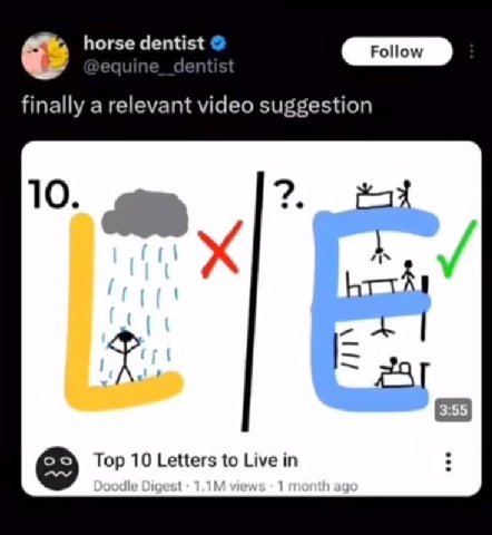 horse dentist finally a relevant video suggestion 10. 2 a 291 Тор 10 Letters to Live in