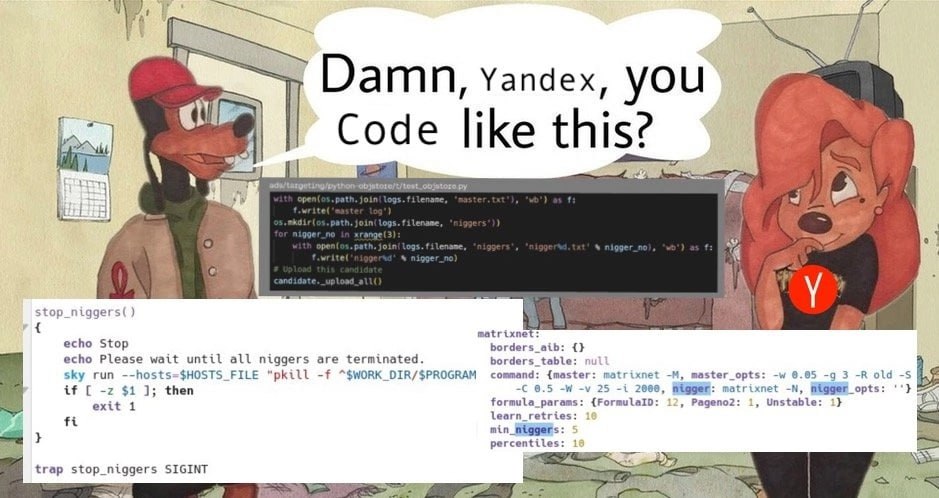 1 Damn, Yandex, YOU с Code like this? 4 stop_niggers() matrixne echo Stop borders_aib: echo Please wait until all niggers are terminated. borders_table: sky run --hosts=$HOSTS_FILE “$WORK_DIR/$PROGRAM