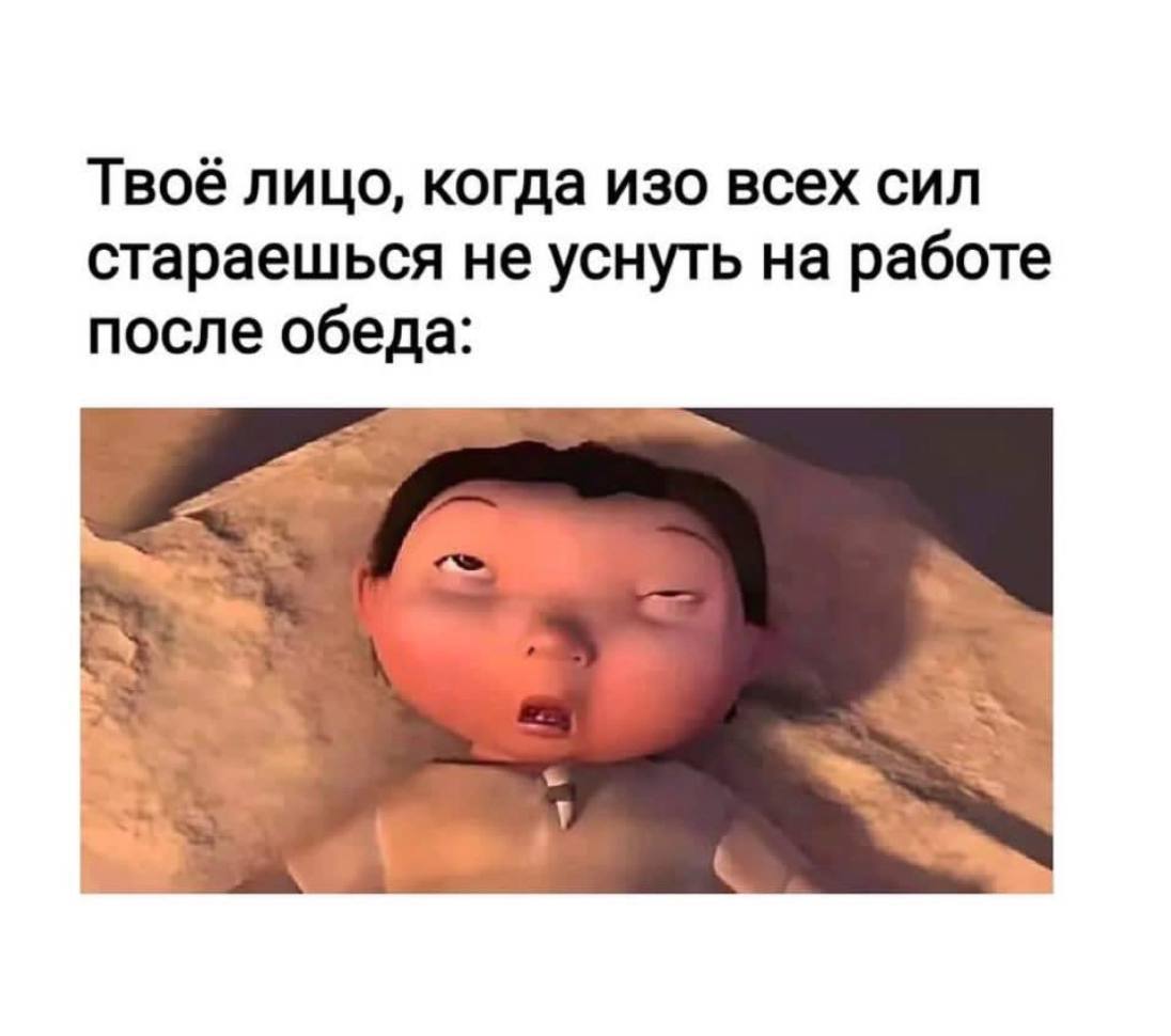 Твоё лицо, когда изо всех сил стараешься не уснуть на работе после обеда: