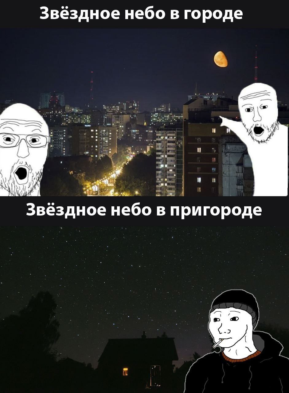 Звёздное небо в городе и Звёздное небо в пригороде