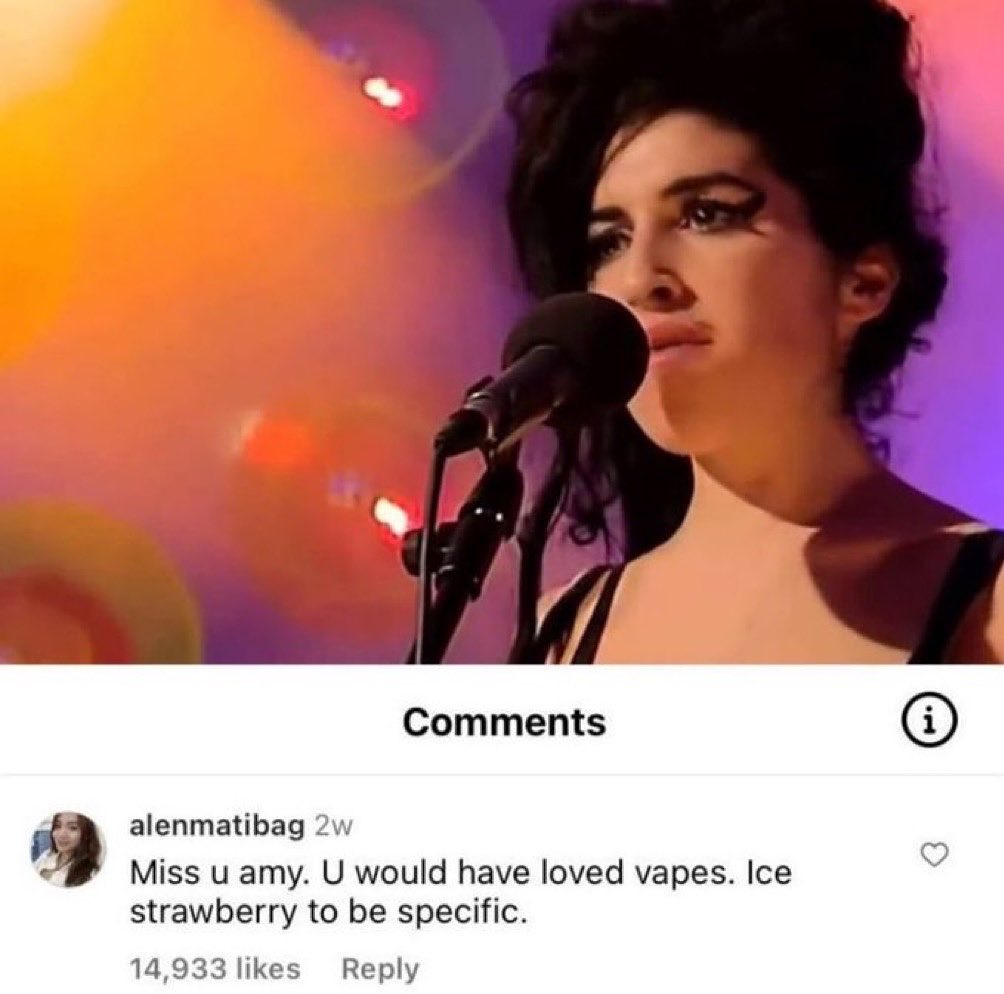 Comments alenmatibag a Miss amy. would have loved vapes. Ice strawberry to be specific. 14,933 likes Reply