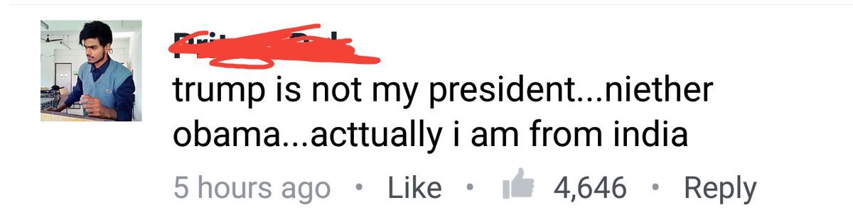 trump is not my president...niether obama...acttually i from india 5 hours ago Like 4,646 Reply