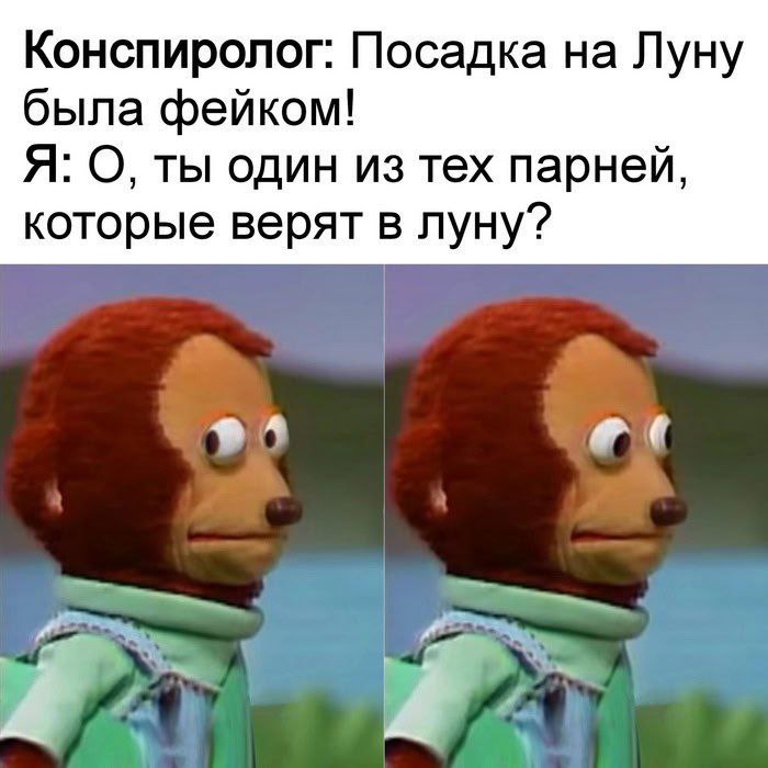 Конспиролог: Посадка на Луну была фейком! Я: О, ты один из тех парней, которые верят в луну?