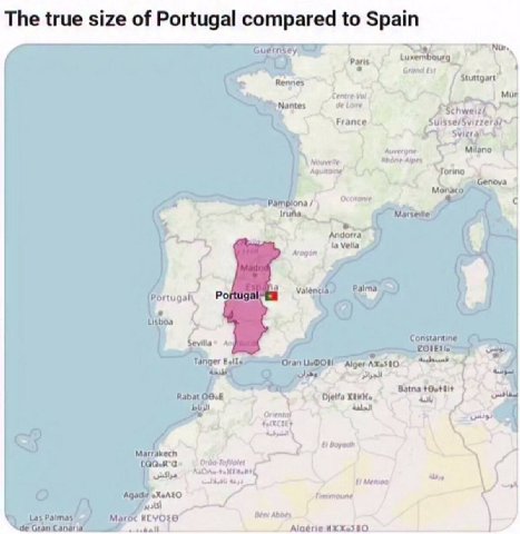 The true size of Portugal compared to Spain 4 Grond 4 At с ere Constantin a labat С 9 Timimoune у