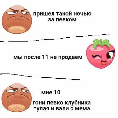 пришел такой ночью за певком мы после 11 не продаем мне 10 гони певко клубни тупая и вали с мема