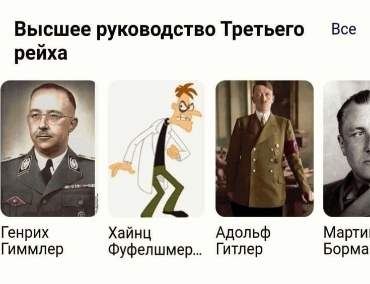 Высшее руководство Третьего Все рейха Генрих Хайнц Адольф Марти Гиммлер Фуфелшмер... Гитлер Борма