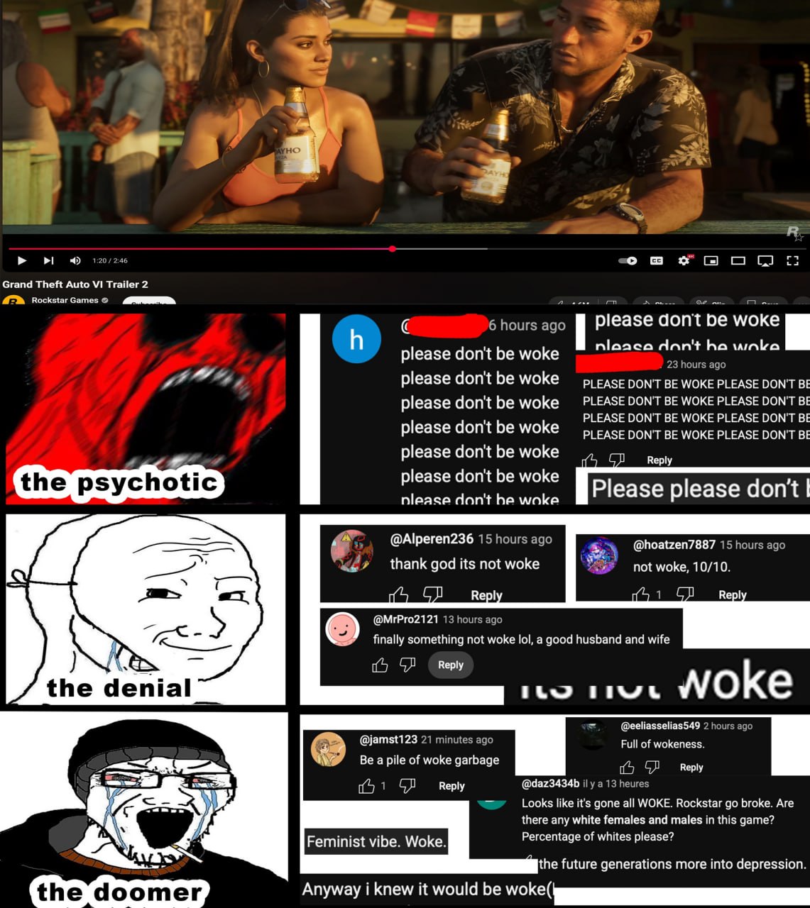 a 3 я Grand Theft Auto Trailer 2 RockstarGames асо please dont be woke dnn't please don't be woke 5 a? please don't be woke WOKE PLEASE DON'T please don't be woke Р\ЕАЗЕ DON'T BE WOKE PLEASE DON’T don