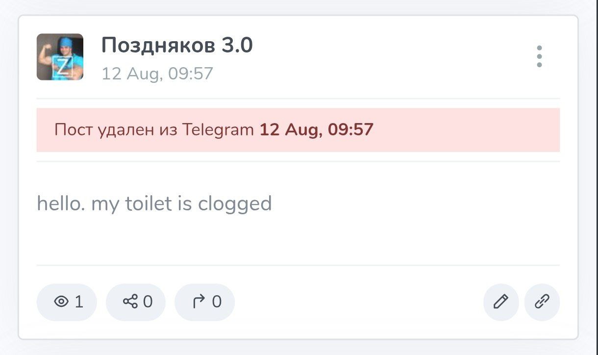 У Позднякова забился унитаз.
