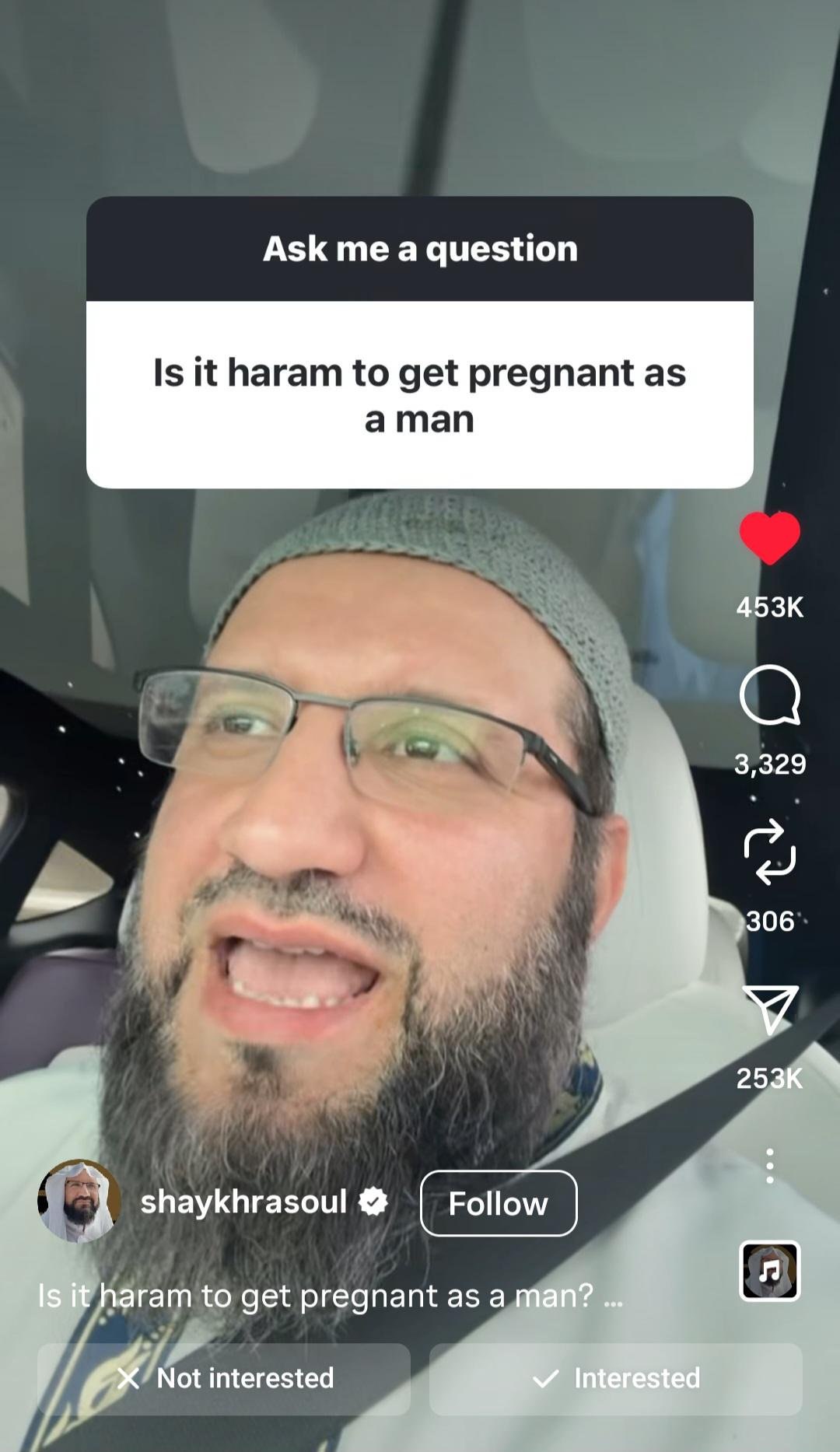 Ask а question Is К haram to get pregnant as aman 3,329 ‘306 253К i shaykhrasoul Is it haram to get pregnant as aman’? Not interested Interested