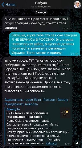 Чазад Бабуля Сегодня Внучек когда ты уже меня навестишь скоро помирать уже буду хочется тебя увидеть Бабушка, я уже тебе сто раз уже говорил, Я НЕ ВЕРНУСЬ В Это страна генетических рабов, а русские до