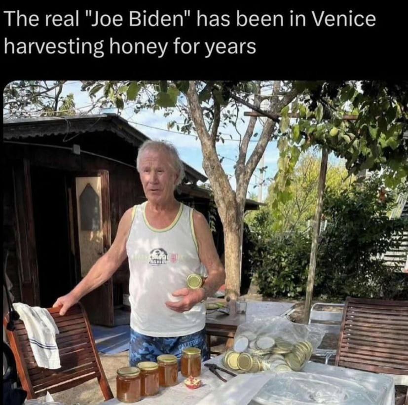 Тре real ‘Joe Biden" has been in Venice harvesting honey for years as и 4 НЕ.