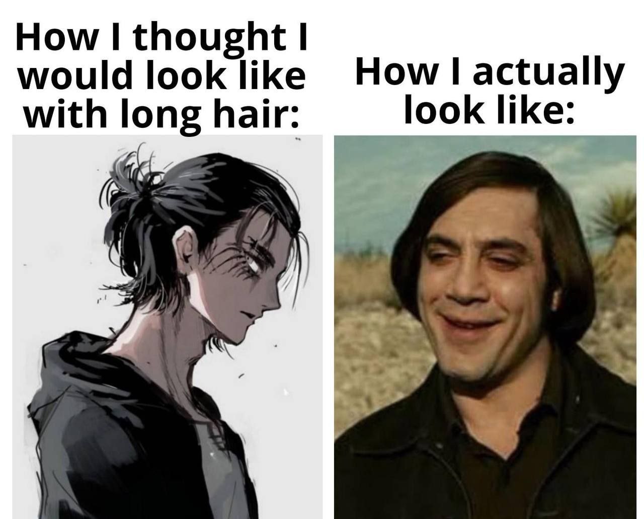 How thought would look like How actually with long hair: look like: