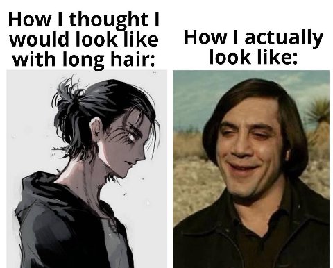 How thought would look like How actually with long hair: look like: