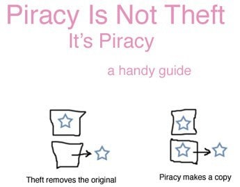 Piracy Is Not Theft It's Piracy a handy guide Theft removes the original Piracy makes a copy