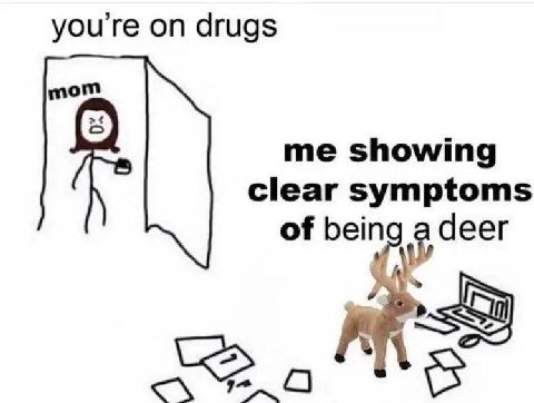 you're on drugs mom me showing clear symptoms of bein a deer