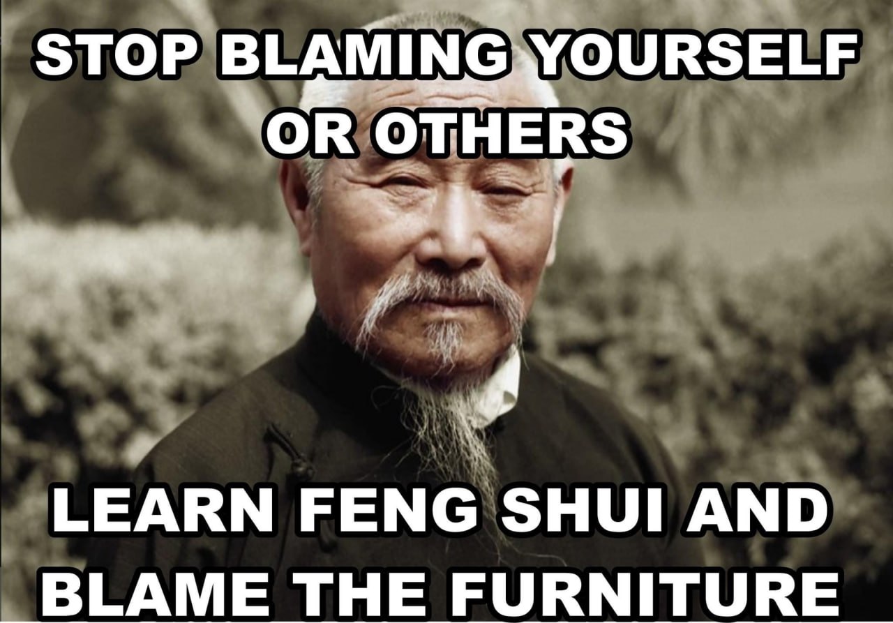 STOP BLAMING YOURSELF OR OTHERS LEARN FENG SHUI AND BLAME THE FURNITURE
