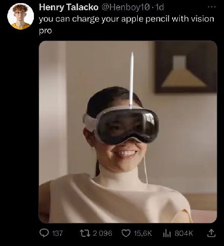 Непгу Тааско you can charge your apple pencil with vision pro