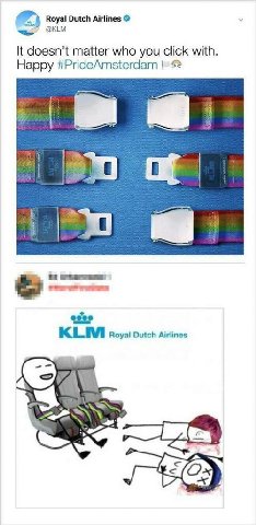 A Royal Dutch Airlines @KLM It doesn’t matter who you click with. Happy #PrideAmsterdam $2 a кем Royal Dutch Airlines А 3