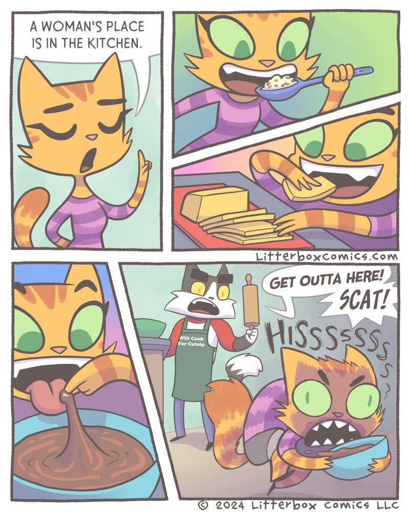 А WOMAN'S PLACE IS IN THE KITCHEN. a Litter (GET OUTTA 1 SCAT! comics LLC