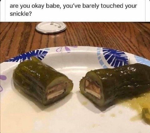 are you okay babe, you’ve barely touched your snickle?
