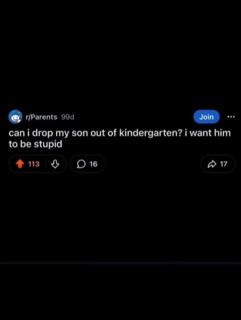 r/Parents cani drop my son out of kindergarten? i want him to be stupid 46