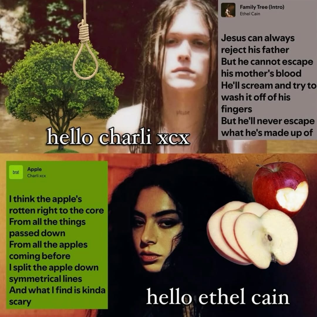 Ethel Cain Family Tree (Intro) Jesus can always reject his father But he cannot escape his mother's blood ony He'll scream and try to wash it off of his fingers К But he'll never escape what he's made