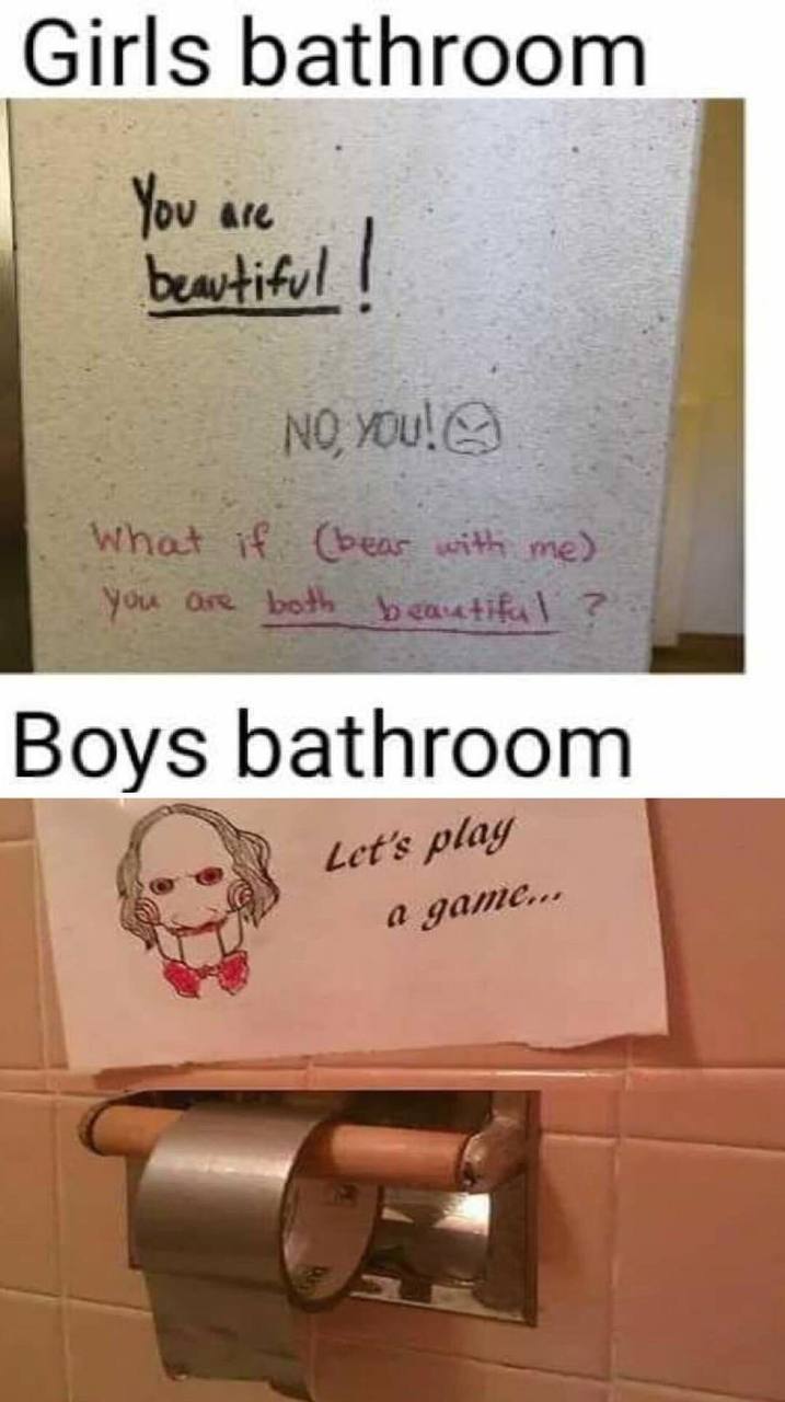 О Girls bathro Boys bathroom